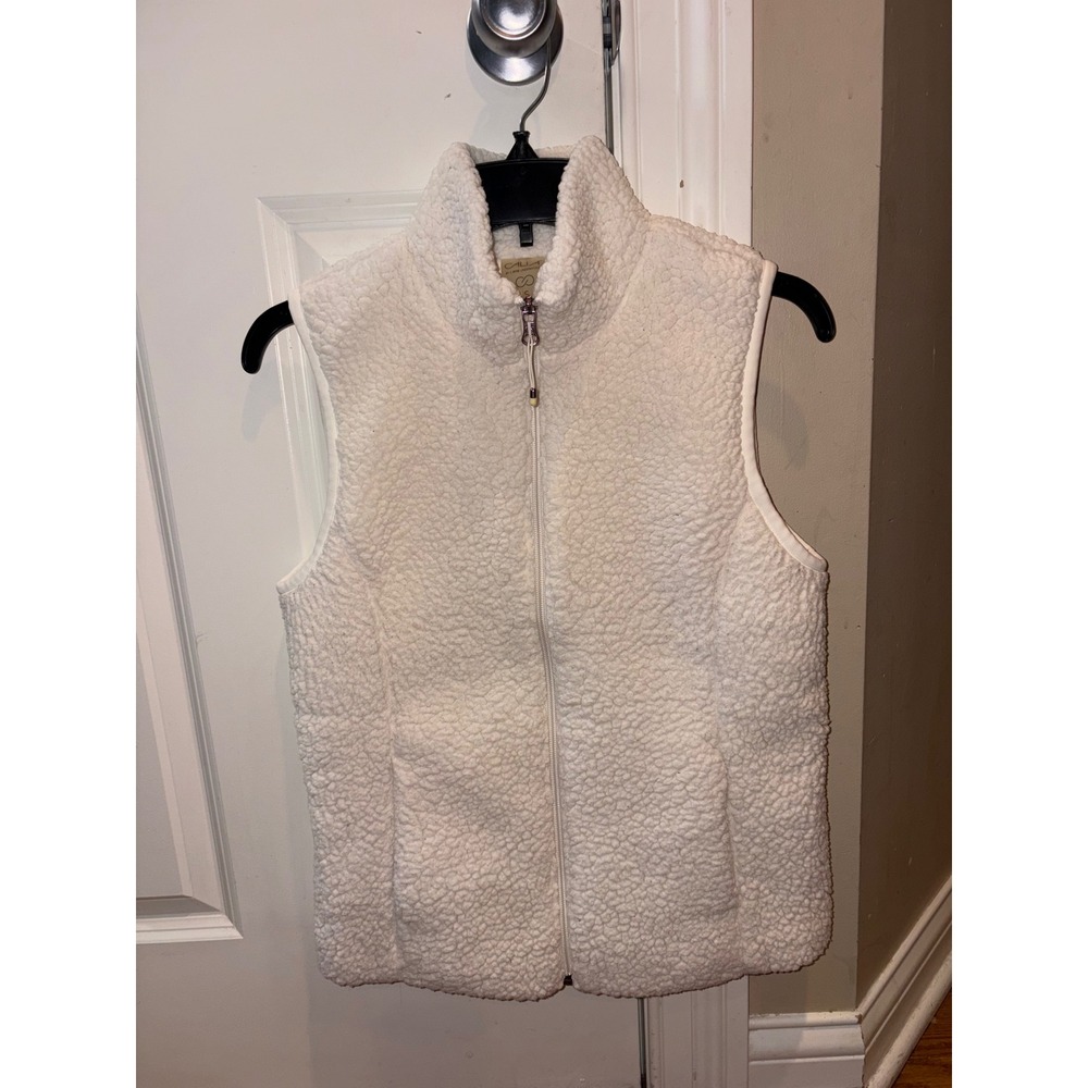 Calia by Carrie Underwood Womens Sherpa Fleece Vest Cream‎ White Full Zip Small